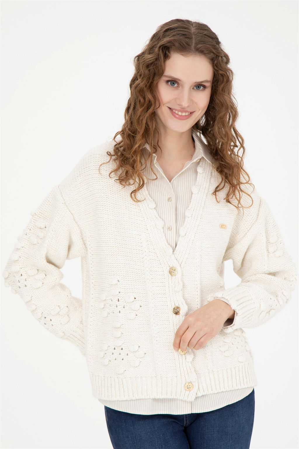 Женский трикотажный кардиган с камнями - U.s. polo assn фото 3