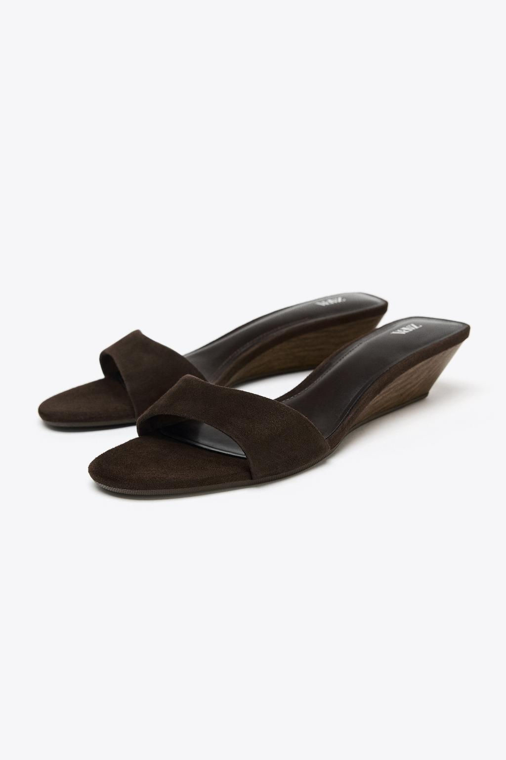 SUEDE WEDGE SANDALS - Zara фото 9