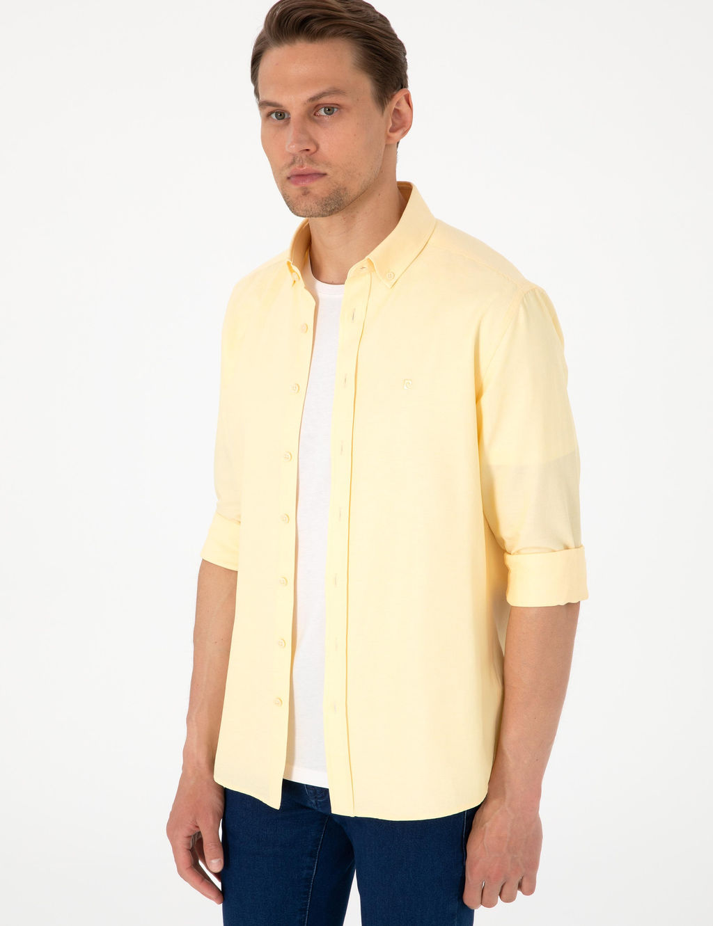 Sar_ Oxford Slim Fit Kolay _t_lenebilir G_mlek - Pierre cardin фото 3