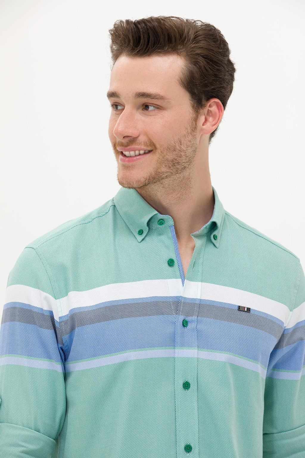 Мужская зеленая рубашка с длинным рукавом - U.s. polo assn фото 16