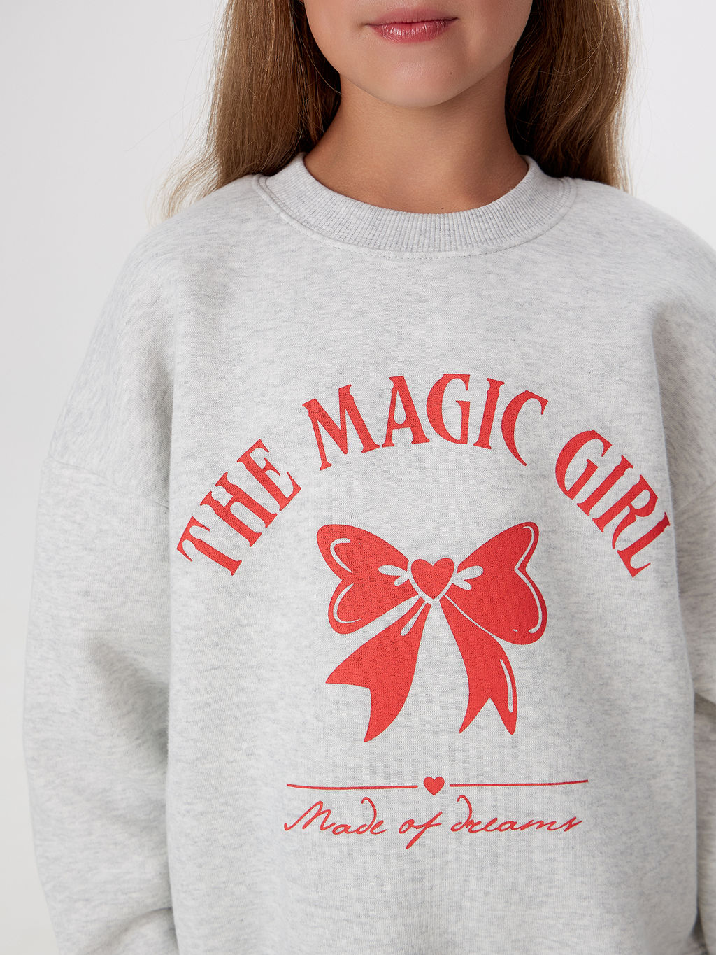Свитшот для девочек серый с надписью The magic girl - Mark formelle фото 4