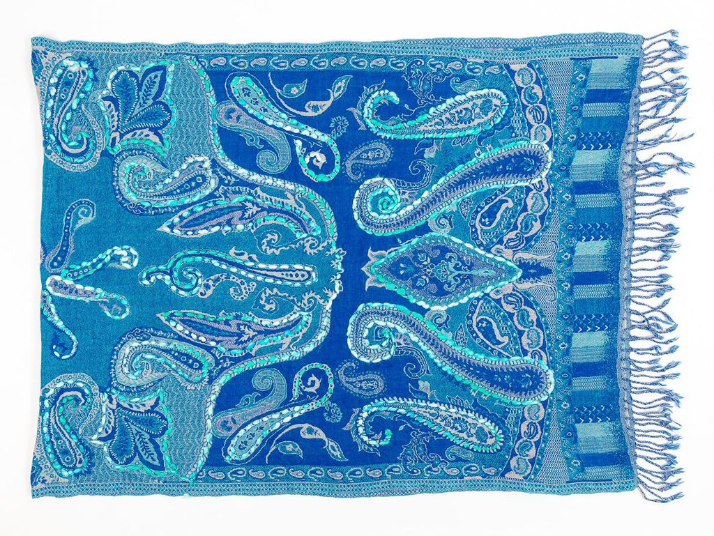 Палантин с вышивкой (шерсть вареная) в ассортименте № Тк906/50 - Ганг фото 2