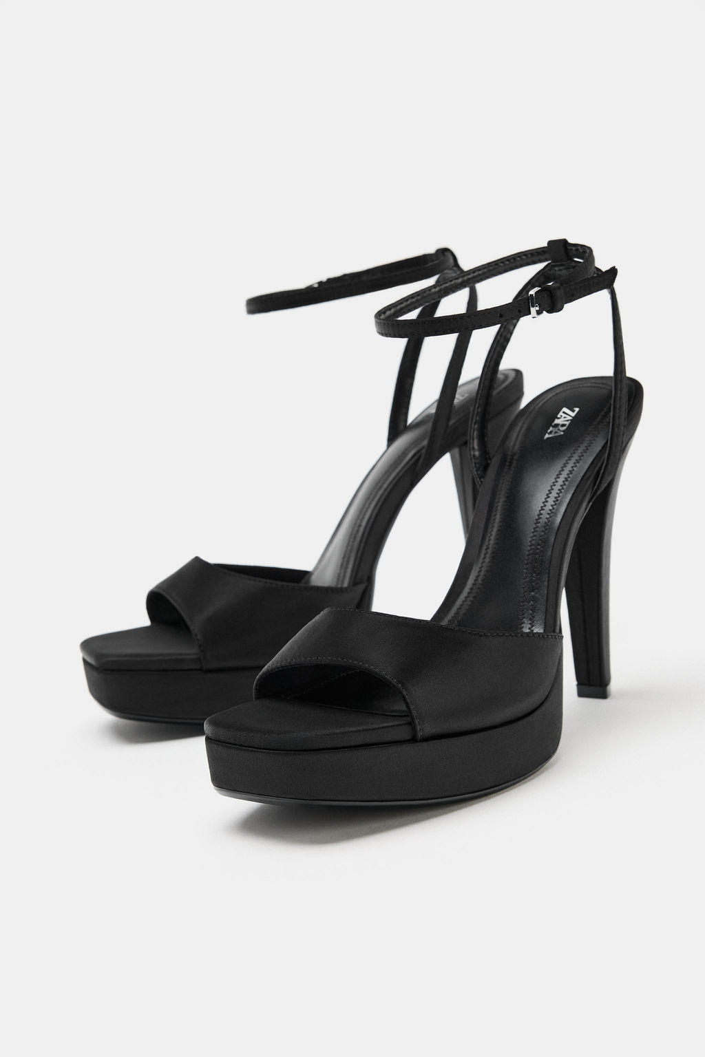 SANDALIA PLATAFORMA EFECTO SATINADO / Negro - Zara фото 3