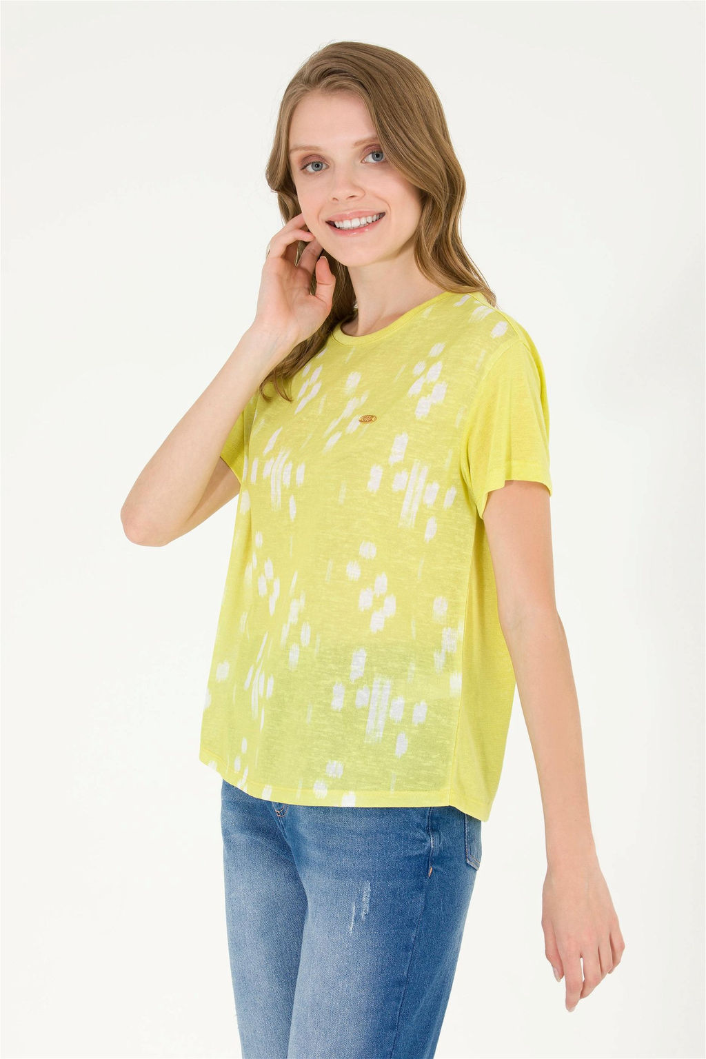 Женская неоново-желтая футболка с круглым вырезом Неожиданная скидка в корзине - U.s. polo assn фото 2