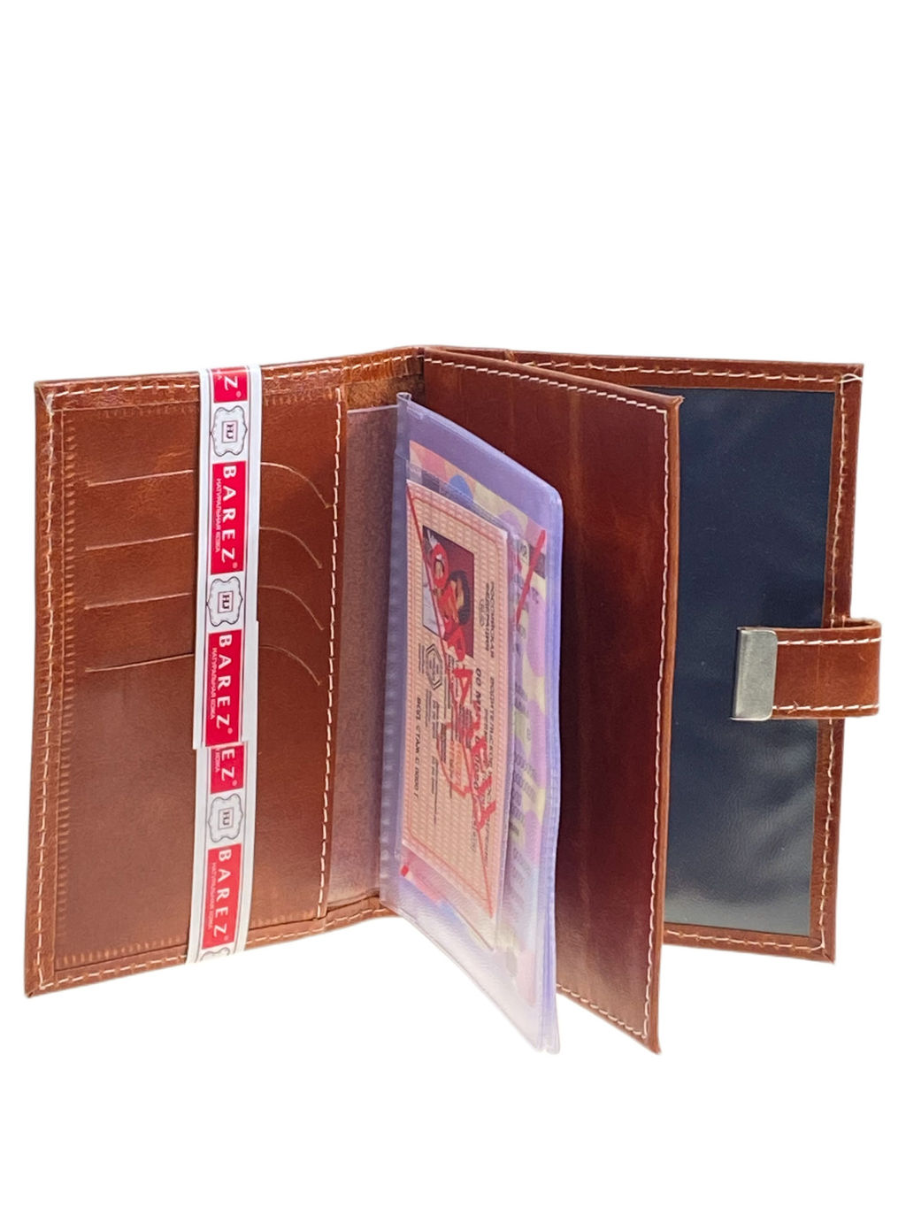 Обложка для паспорта и автодокументов из натуральной кожи, цвет коричнево-рыжий - Greta фото 2