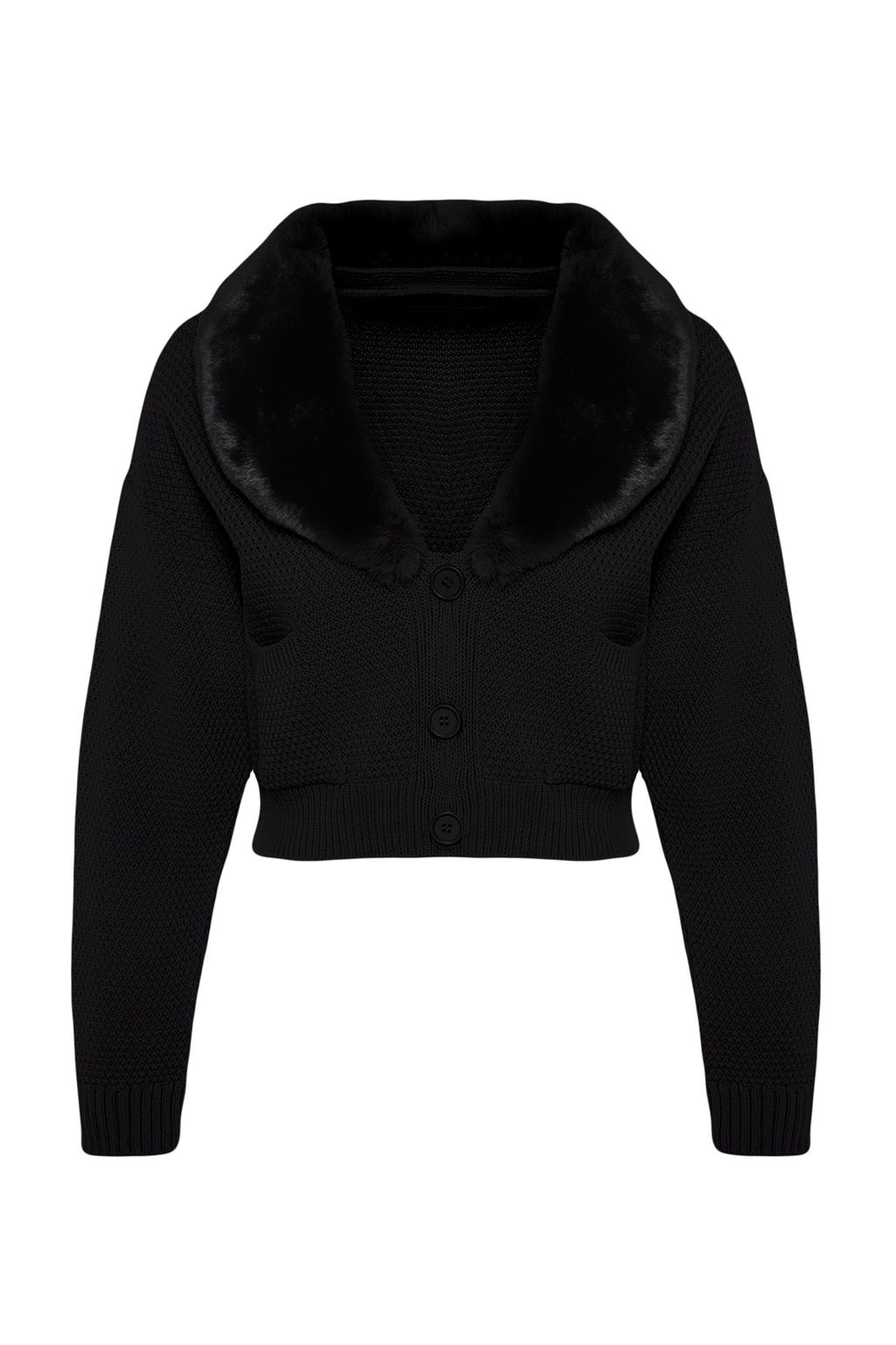 TRENDYOLMILLA Antrasit Crop Kurk Detayl? Triko H?rka TWOAW24HI00029  фото 6