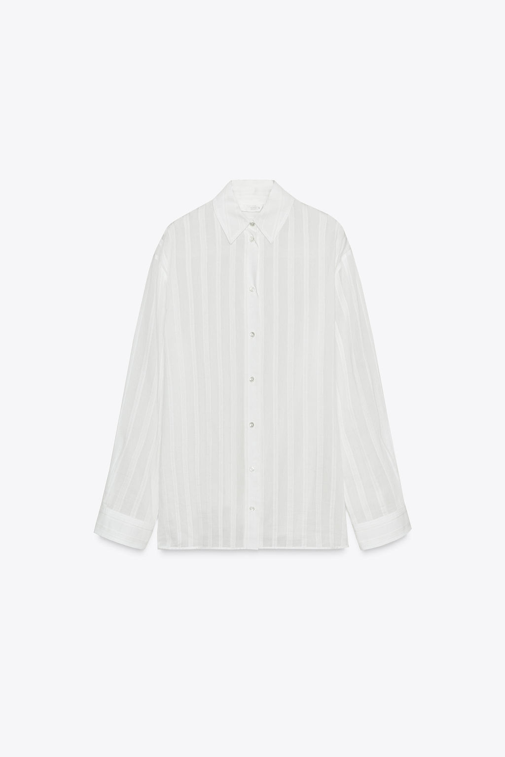 STRIPED COTTON - SILK SHIRT ZW COLLECTION - Zara фото 6