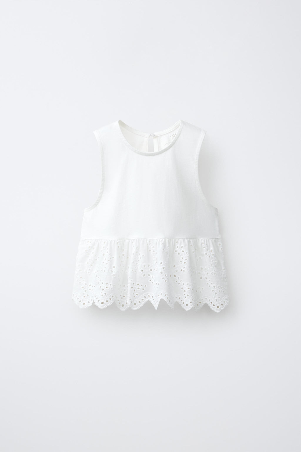 CAMISETA COMBINADA BORDADO SUIZO / Blanco