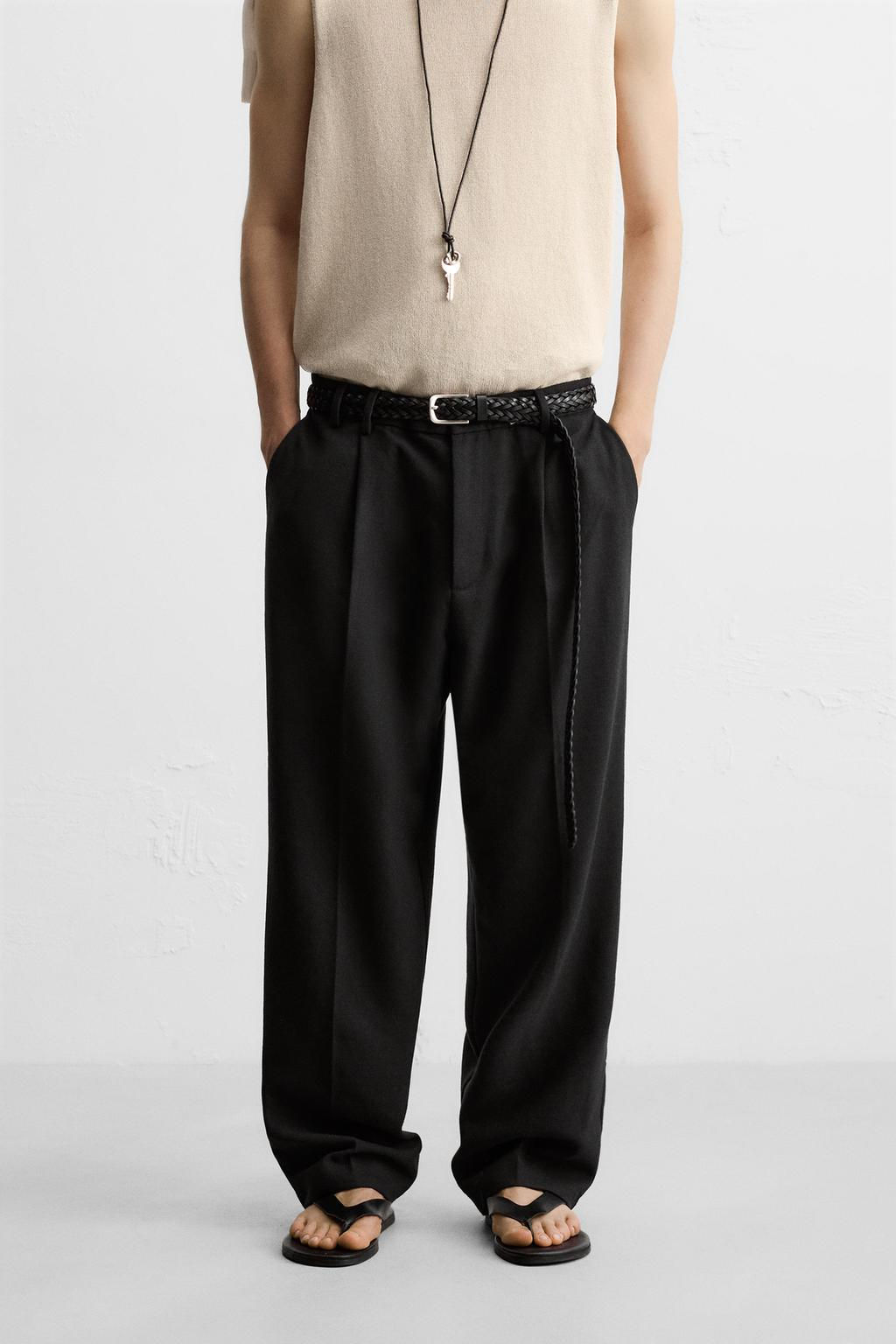 RELAXED FIT PLEATED TROUSERS - Zara фото 6