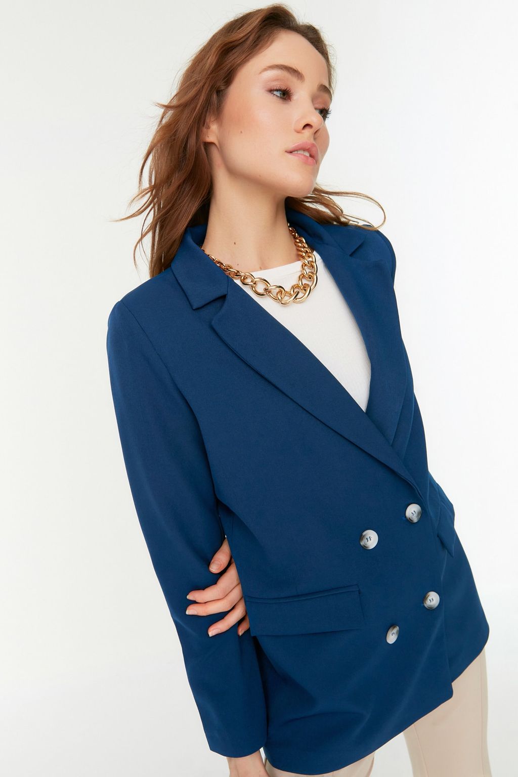 TRENDYOLMILLA Antrasit Regular Astarl? Dugme Detayl? Dokuma Blazer Ceket TWOAW21CE0264 фото 27