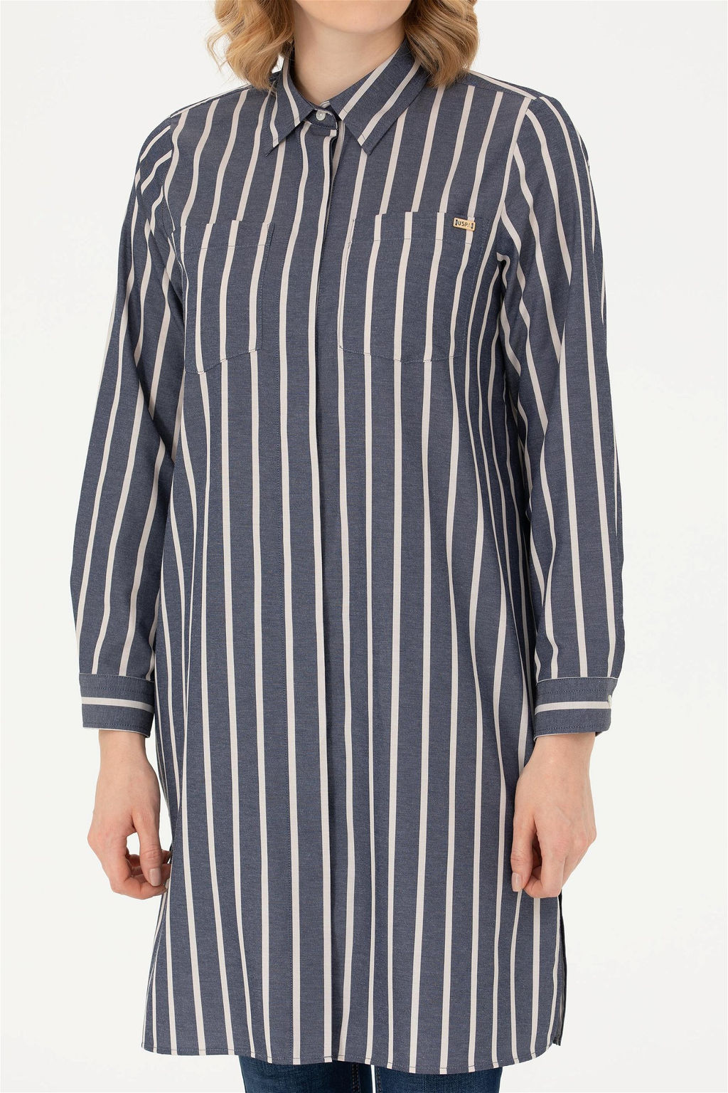 Женская темно-синяя рубашка с длинным рукавом - U.s. polo assn фото 6