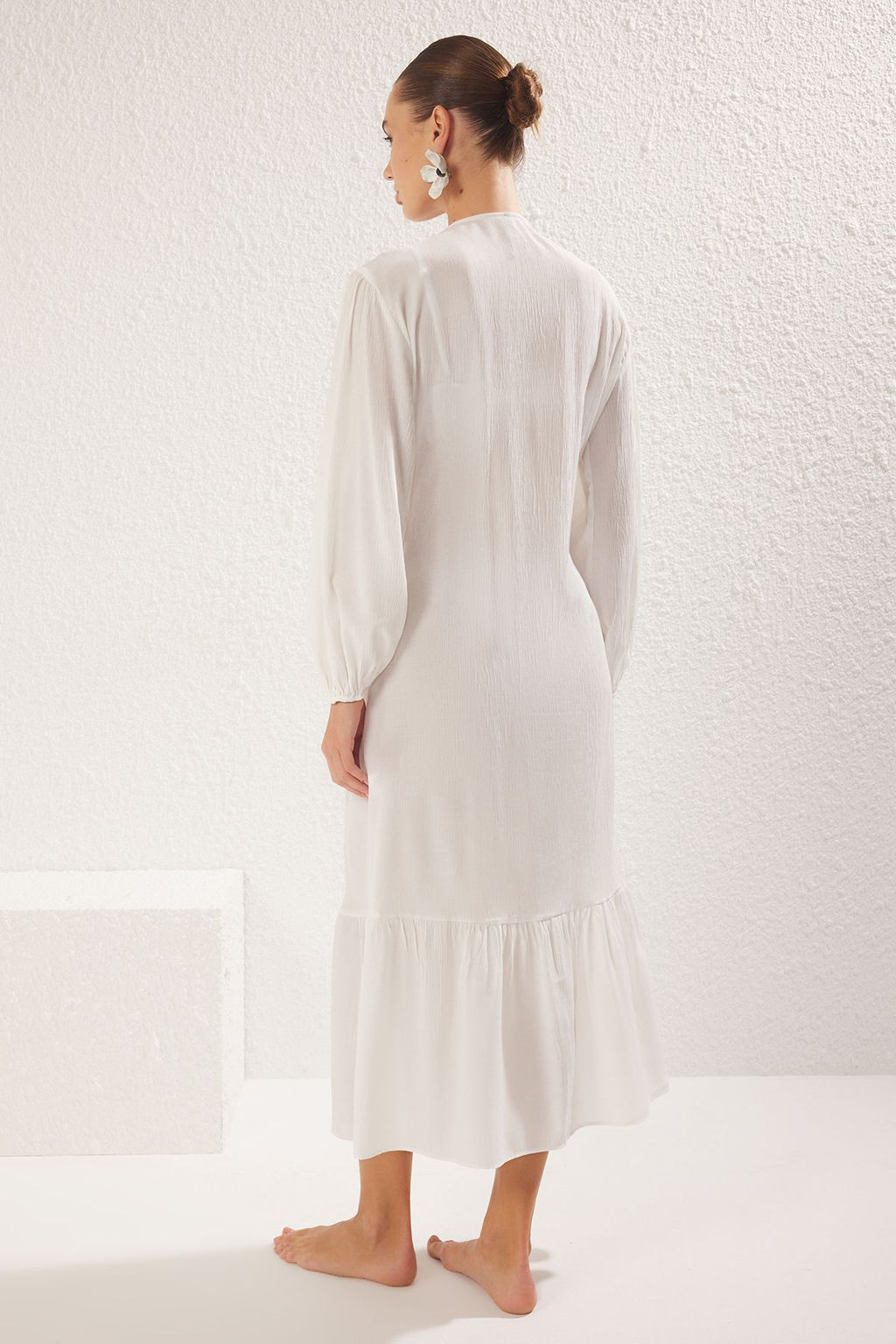 Ekru Maxi Dokuma Serit Aksesuarl? Baglama Detayl? Plaj Kimono&Kaftan TBESS25KM00011 - Trendyolmilla фото 6