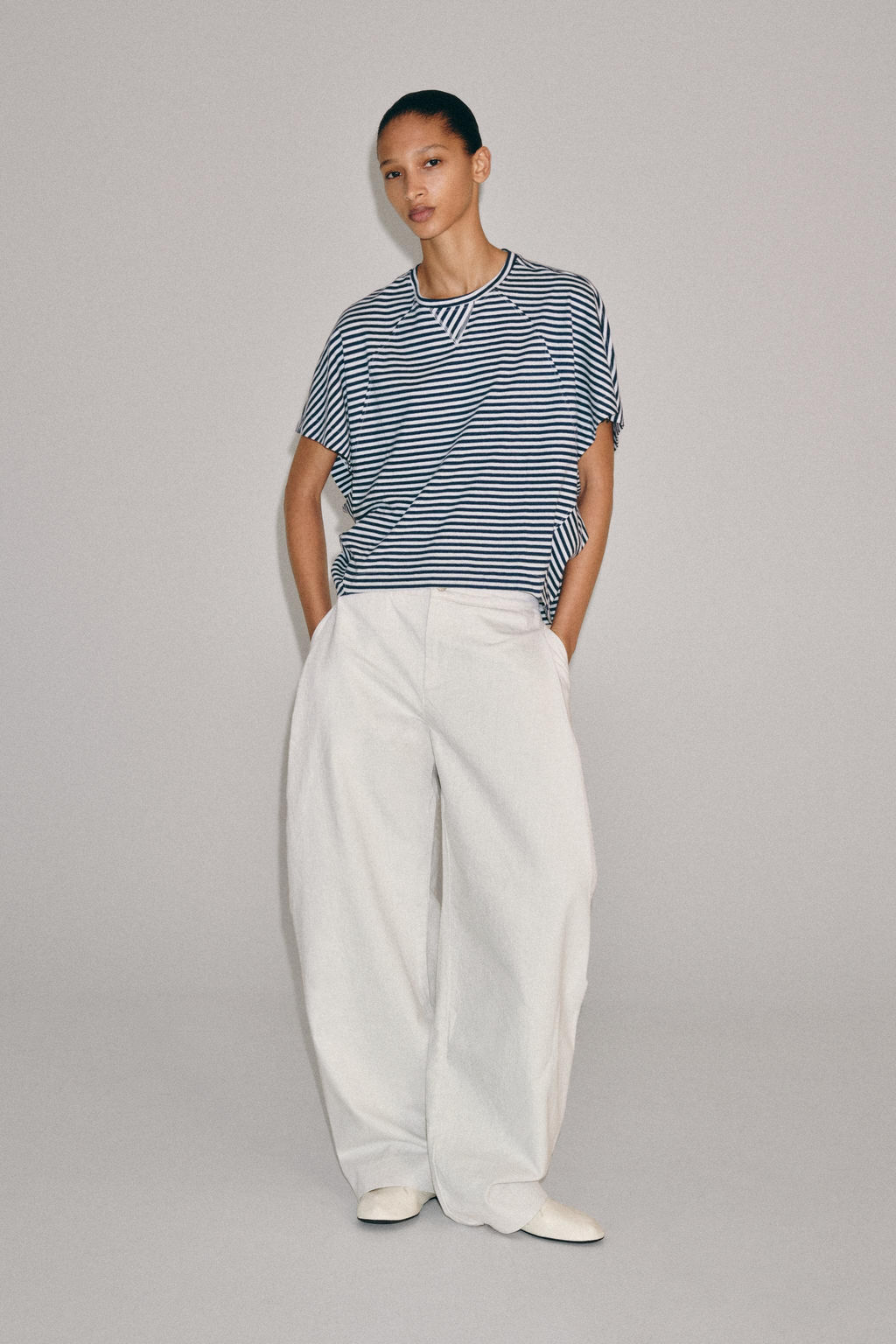 CAMISETA OVERSIZED RAYAS / Azules