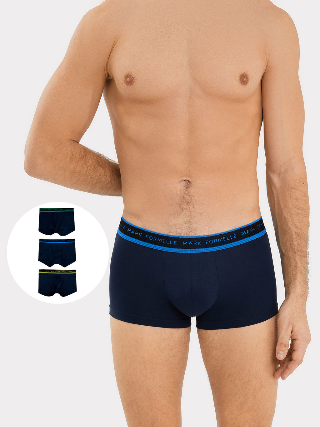 Трусы мужские боксеры ( 3шт.) в синем цвете неви-3 411215-3