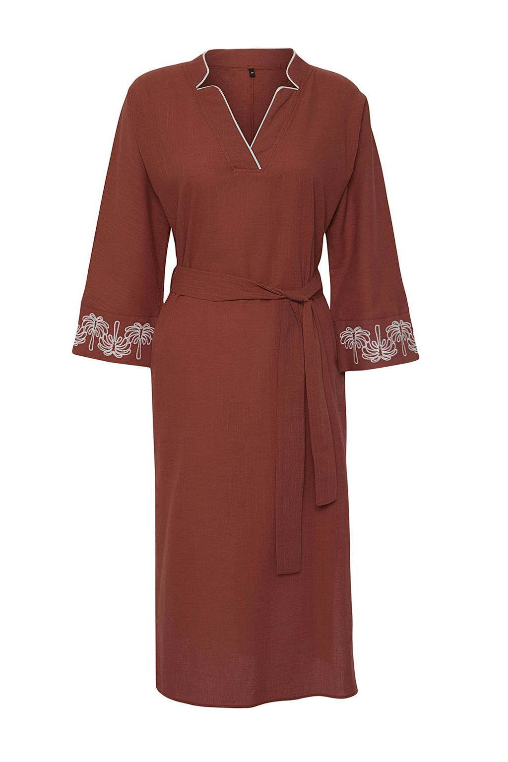 Kiremit Dokuma Nak?sl? Plaj Midi Elbise TBESS25EL00045 - Trendyolmilla фото 7