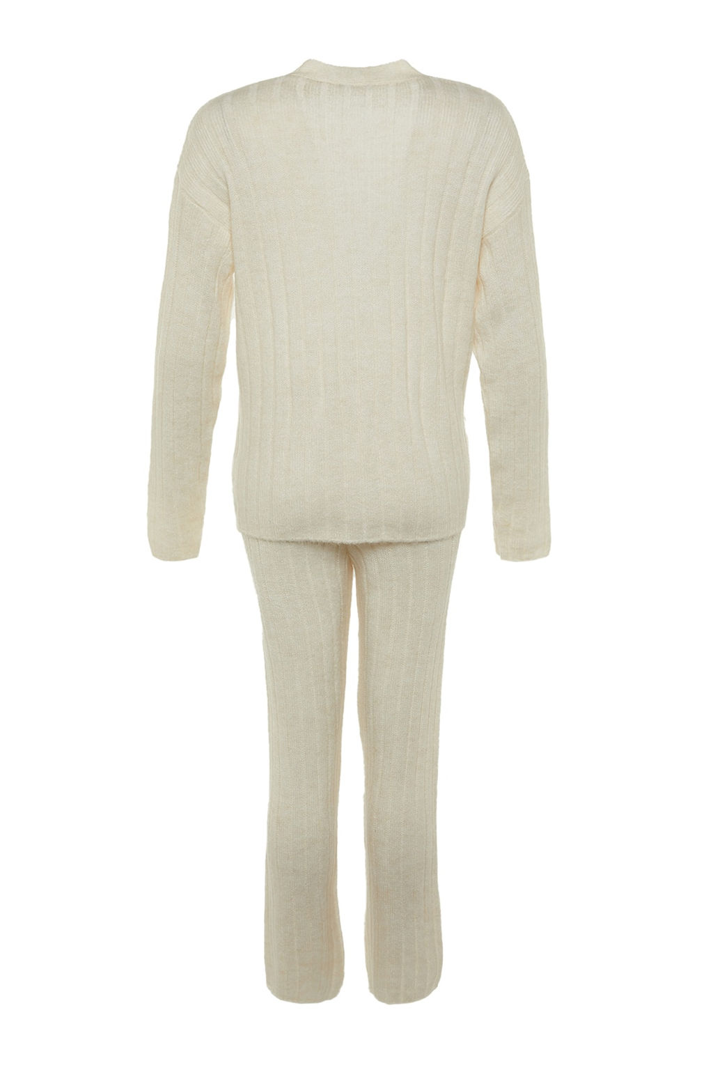 Ekru Genis Kal?p Yumusak Dokulu Triko Alt-Ust Tak?m TWOAW22AU0128