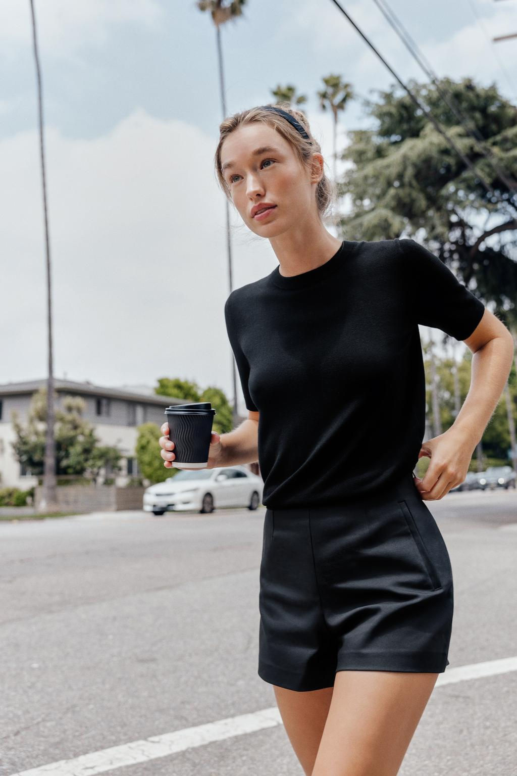 BASIC PLAIN KNIT SHORT SLEEVE TOP - Zara фото 3