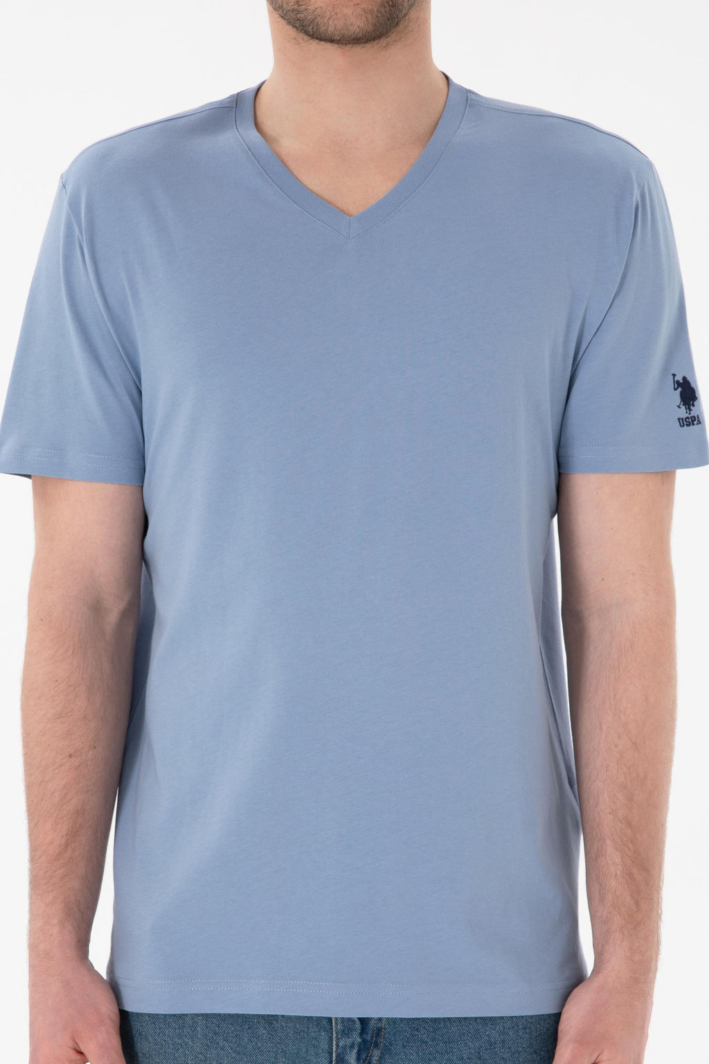 Erkek Regular Fit V Yaka Mavi Basic Ti__rt Sepette S_rpriz _ndirim - U.s. polo assn фото 7