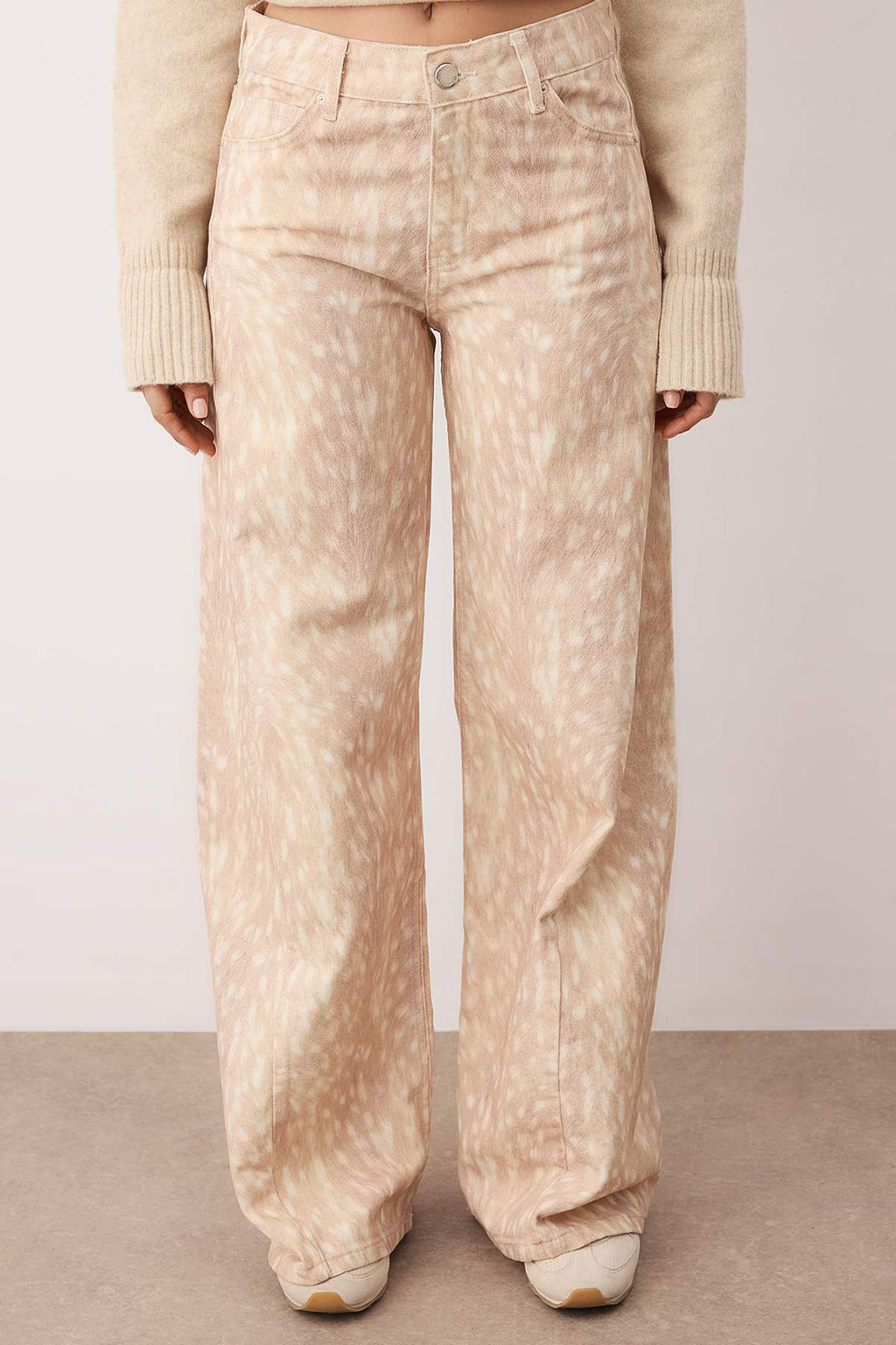 Cok Renkli Animal Bambi Desenli Dusuk Bel Wide Leg Jeans TWOAW26JE00146 - Trendyolmilla фото 3