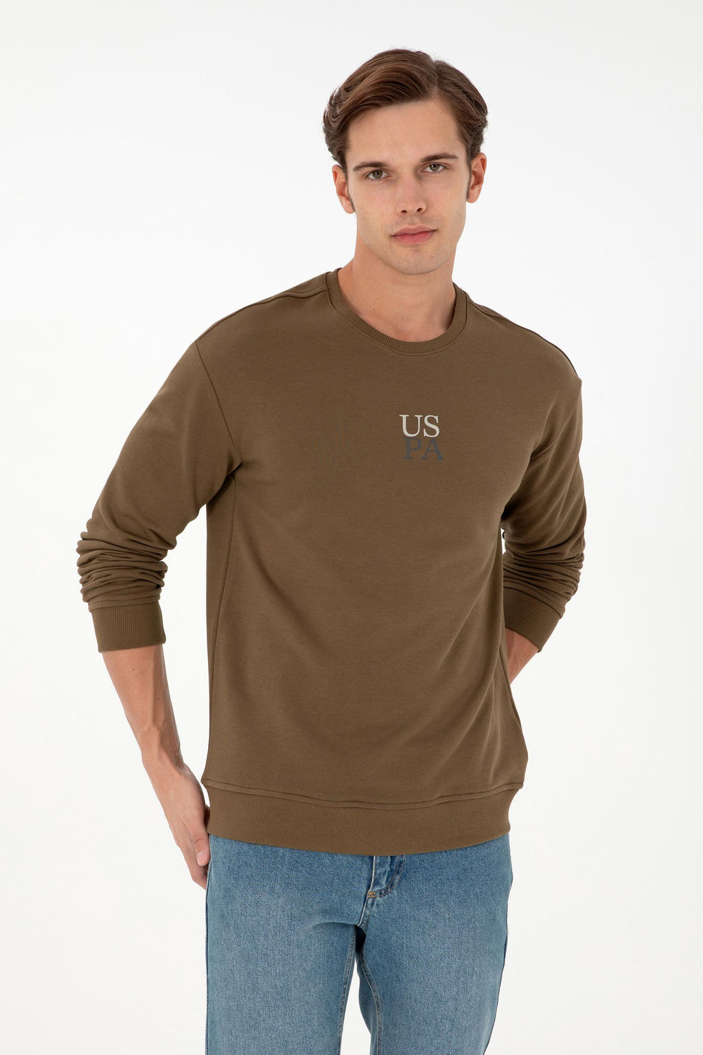 Мужской базовый свитшот цвета хаки Неожиданная скидка в корзине - U.s. polo assn фото 3