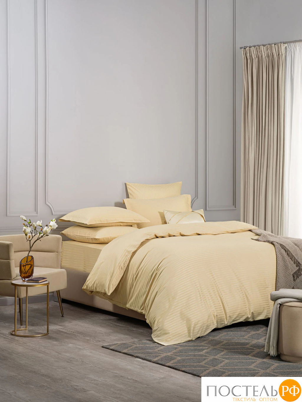 КПБ CASSIA ЛЮКС Страйп беж  фото 2