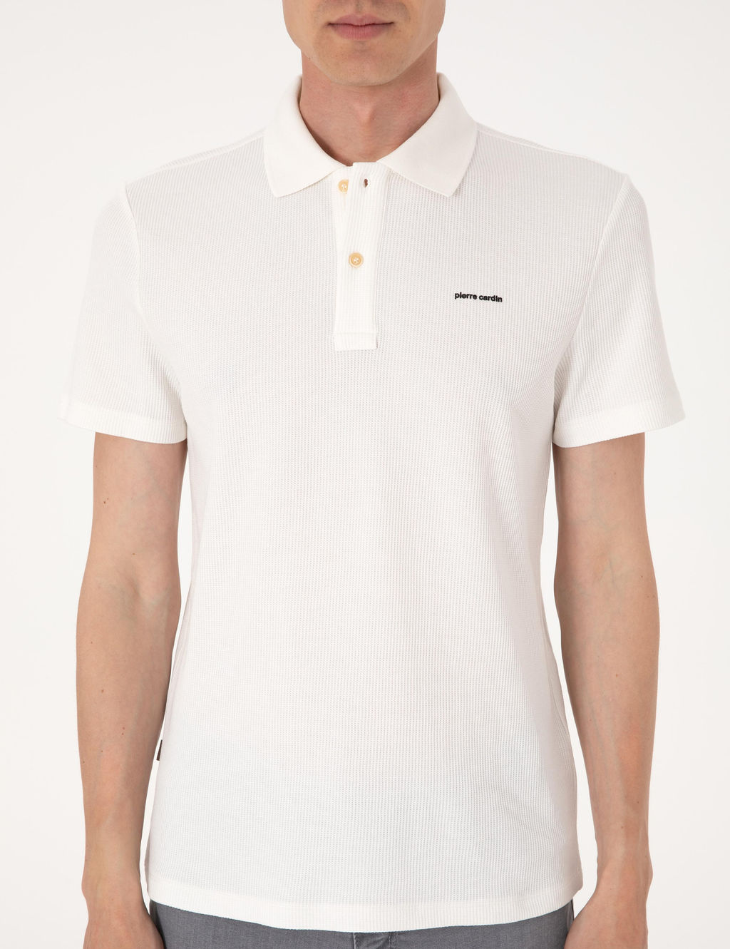 Ekru Slim Fit _rme Dokulu Polo Yaka Ti__rt