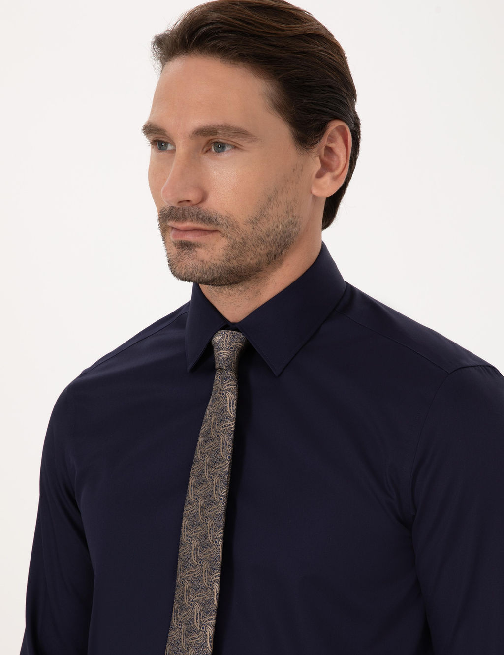 Lacivert Slim Fit %100 Pamuk Non Iron Kolay _t_lenebilir Klasik G_mlek - Cacharel фото 2