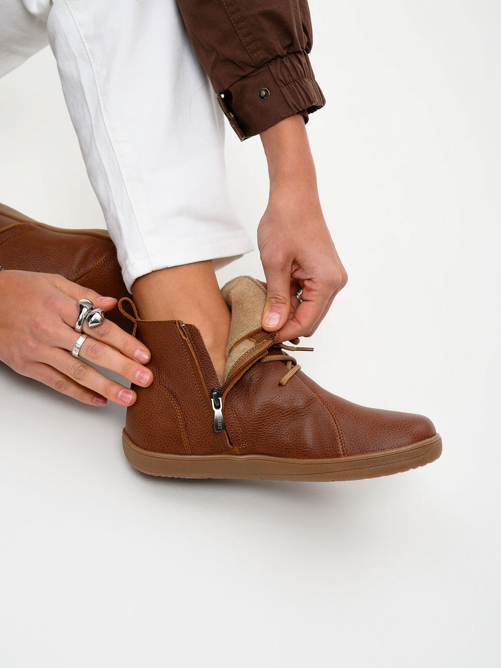 Босоногие ботинки 352.NATAbr.Коньяк/мех