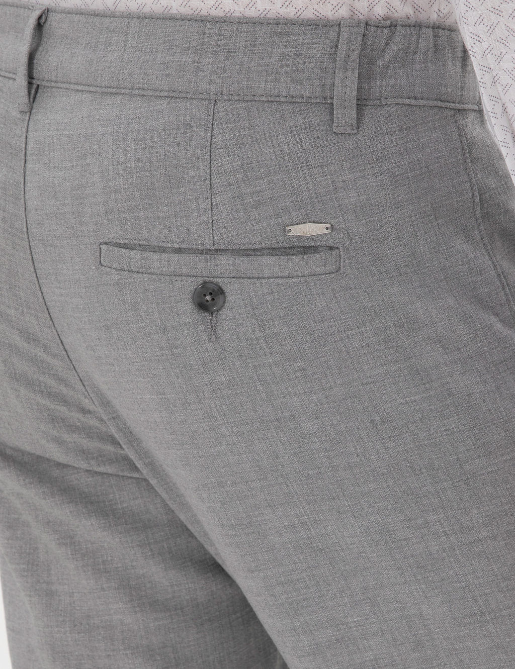 Gri Slim Fit Beli Lastikli Kanvas Pantolon