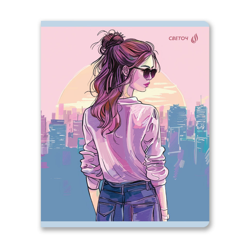 Светоч Т81 Тетрадь ученическая общая, выборочный лак, A5 80 л. на скобе 65 г/кв.м , белизна 100 % 5 шт. клетка 01127 Оглянись