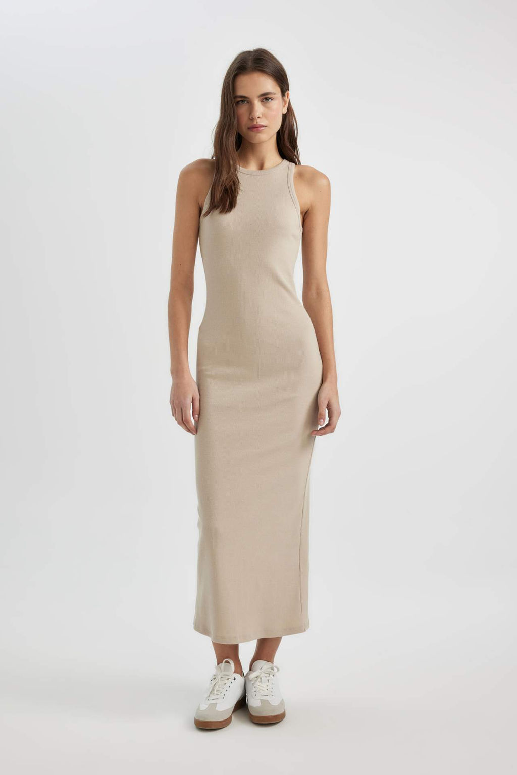 Bodycon Halter Yaka Fitilli Kaskorse Maxi Kolsuz Elbise - Defacto фото 2