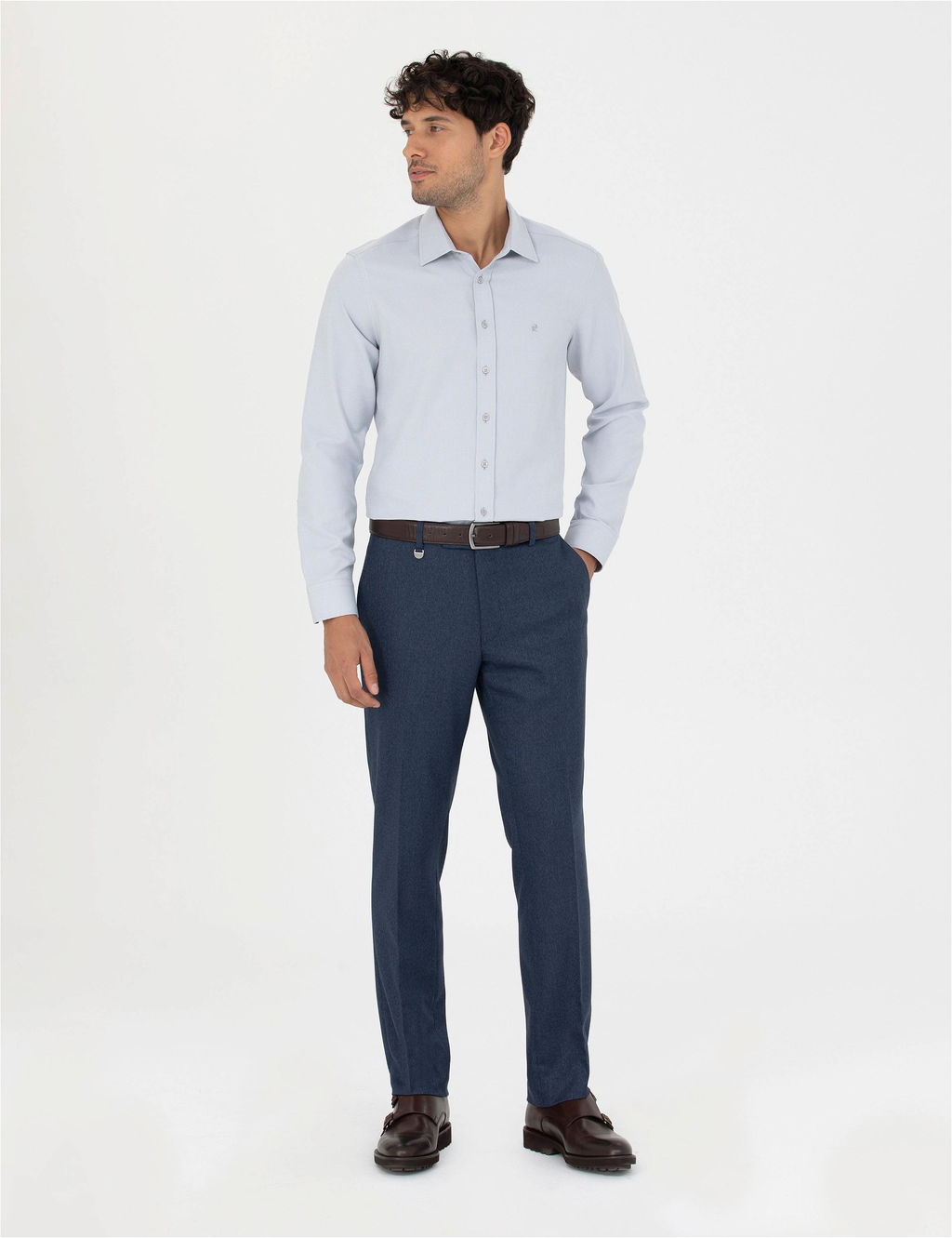 Gri Slim Fit Uzun Kollu G_mlek - Pierre cardin фото 4