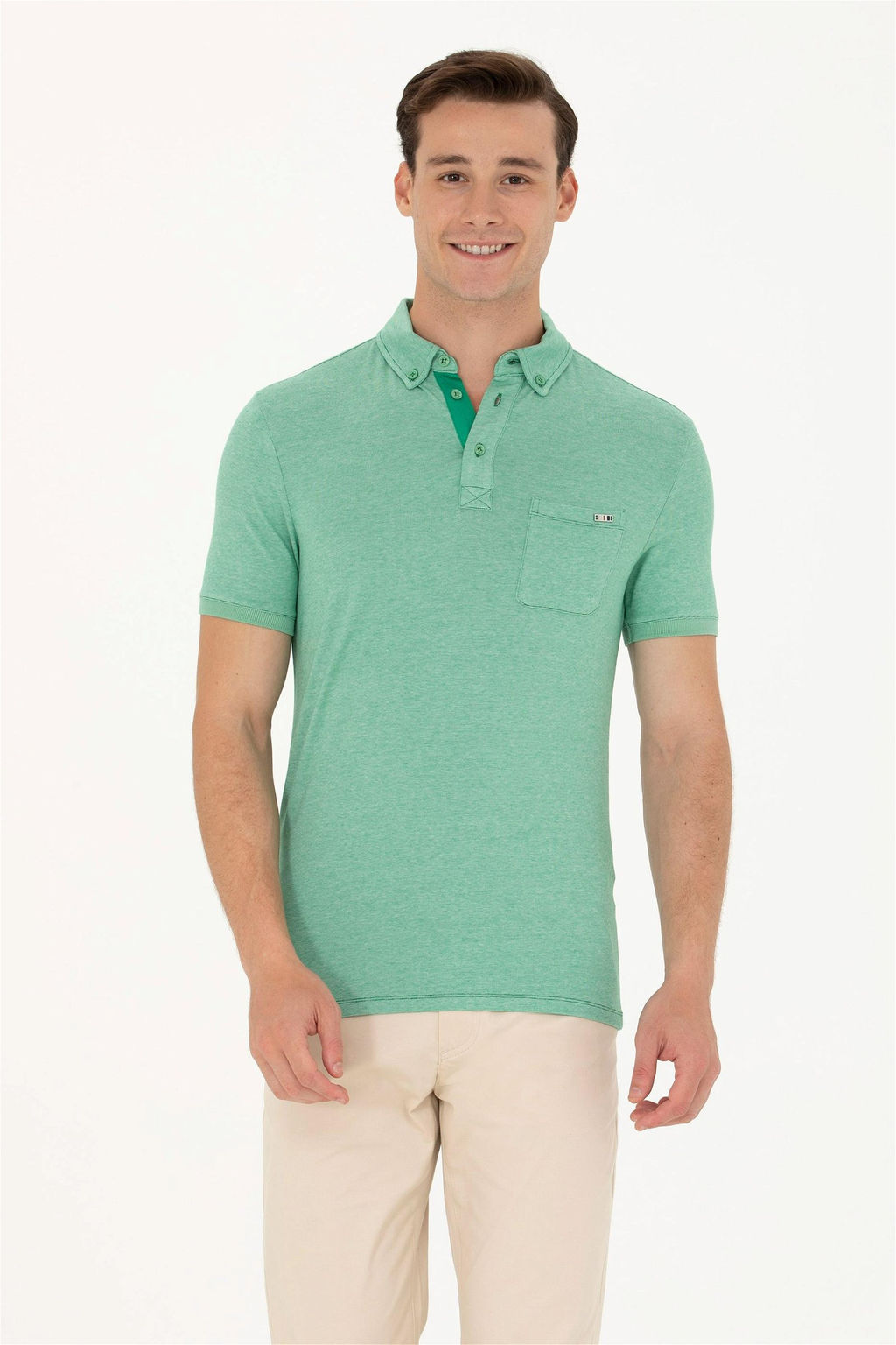 U. S. Polo Assn Мужская зеленая футболка с воротником-поло - U.s. polo assn фото 2