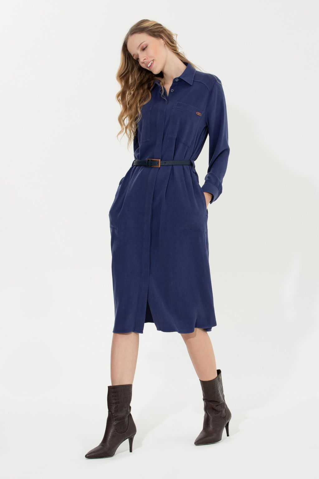 Женское синее тканое платье Неожиданная скидка в корзине - U.s. polo assn фото 7