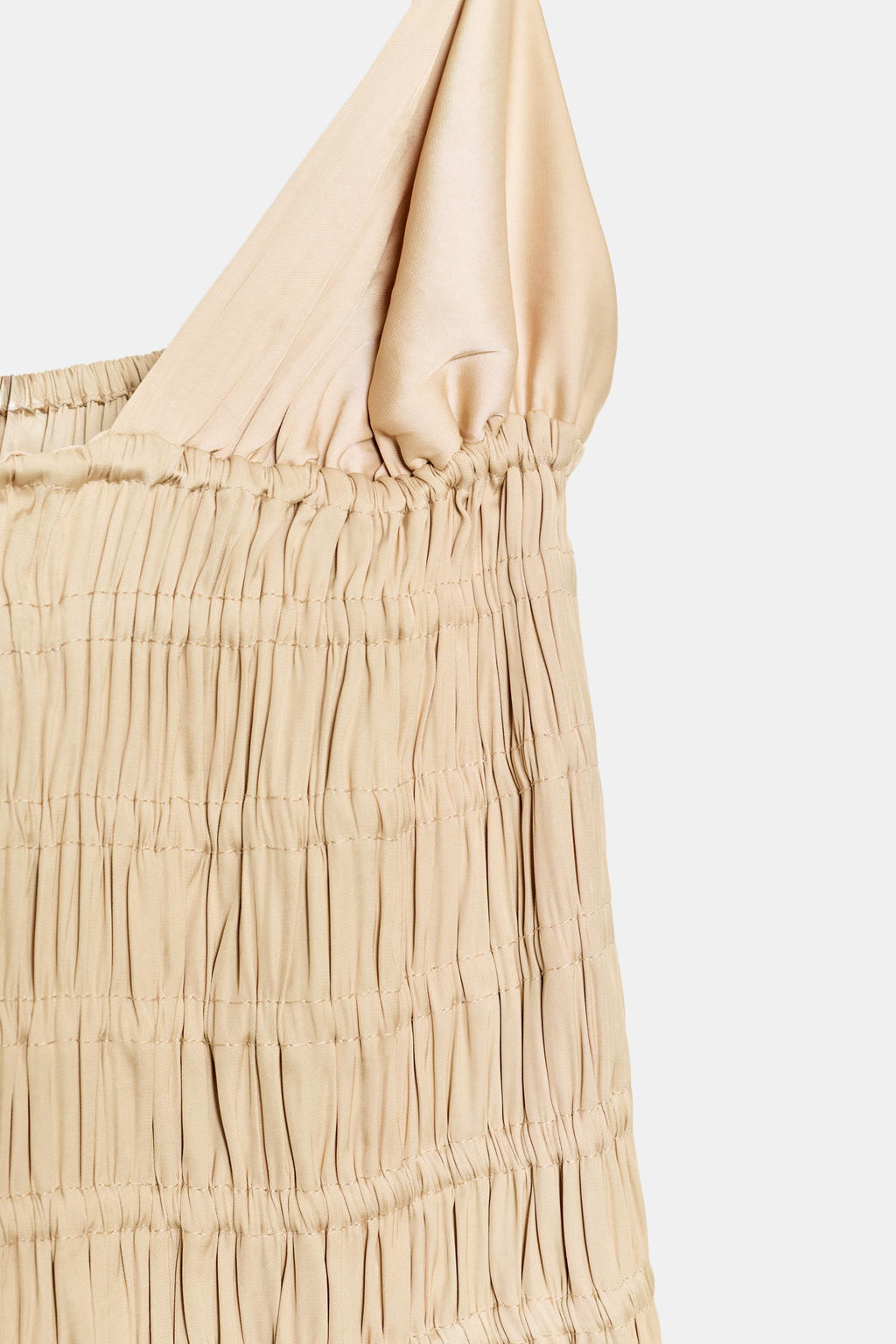 VESTIDO MIDI SATINADO FRUNCES / Beige - Zara фото 7