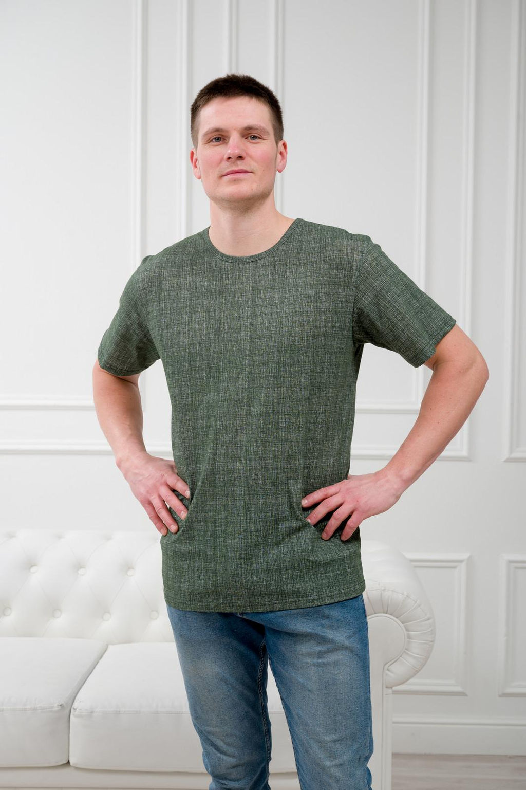 Футболка мужская из кулирки олива - Амадэль фото 3