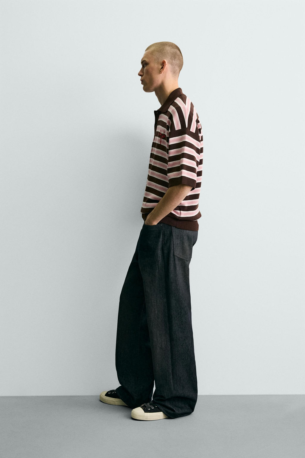 POLO PUNTO JACQUARD RAYAS / Chocolate - Zara фото 4