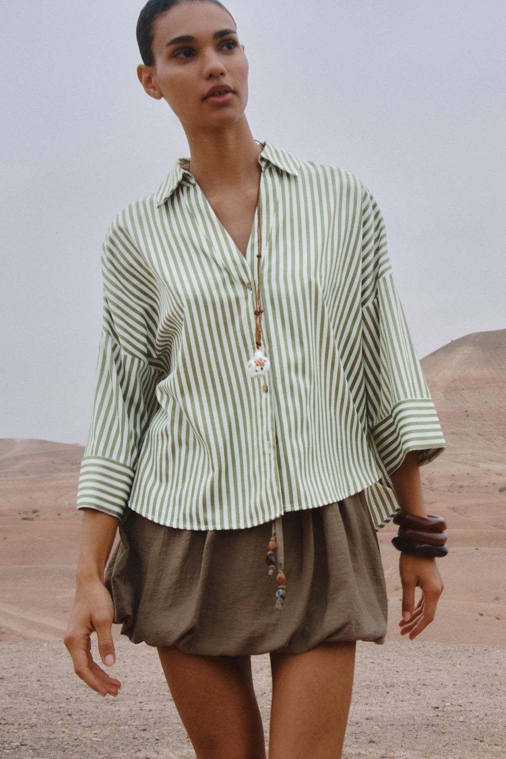 STRIPED SHIRT WITH TURN-UP SLEEVES - Zara фото 9