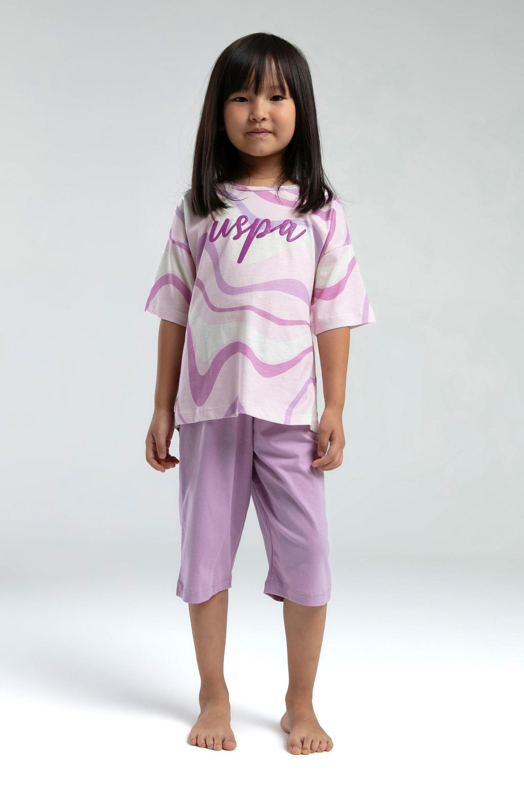 K_z _ocuk Lila Pijama Tak_m_ Sepette S_rpriz _ndirim