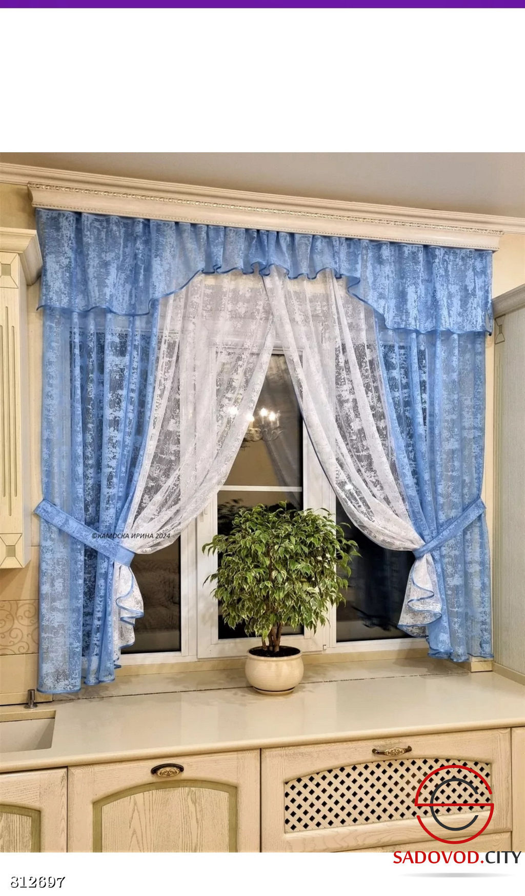 Кухонная штора мрамор 3*1,75 м