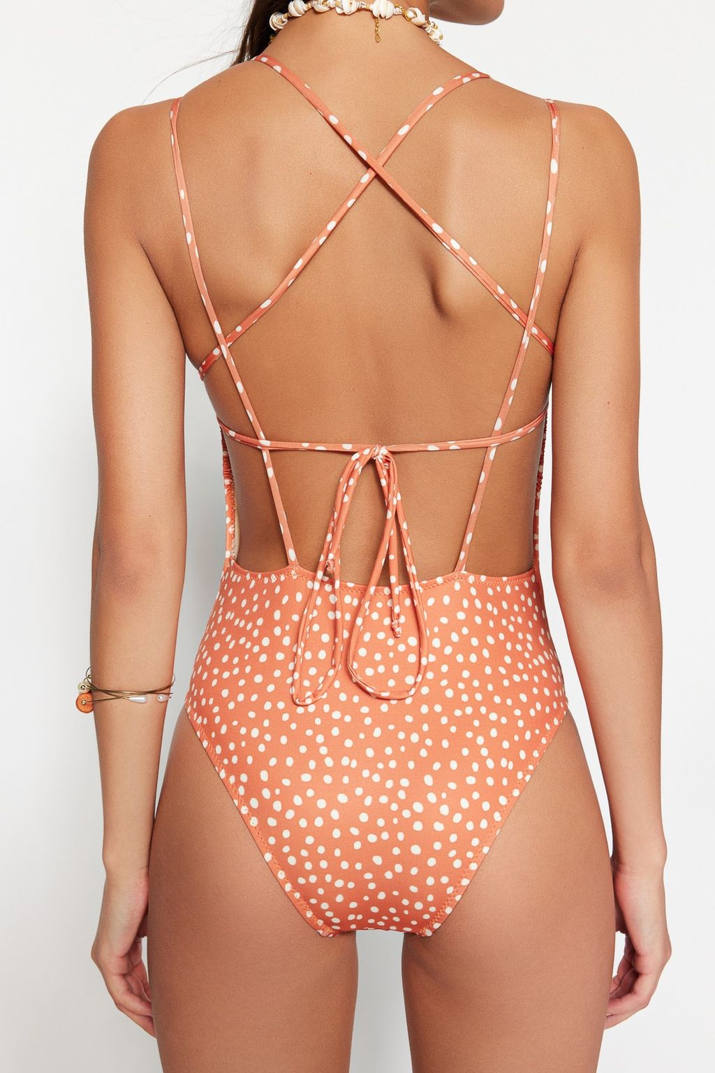 Puantiyeli V Yaka S?rt Dekolteli Normal Paca Mayo TBESS23MA00072