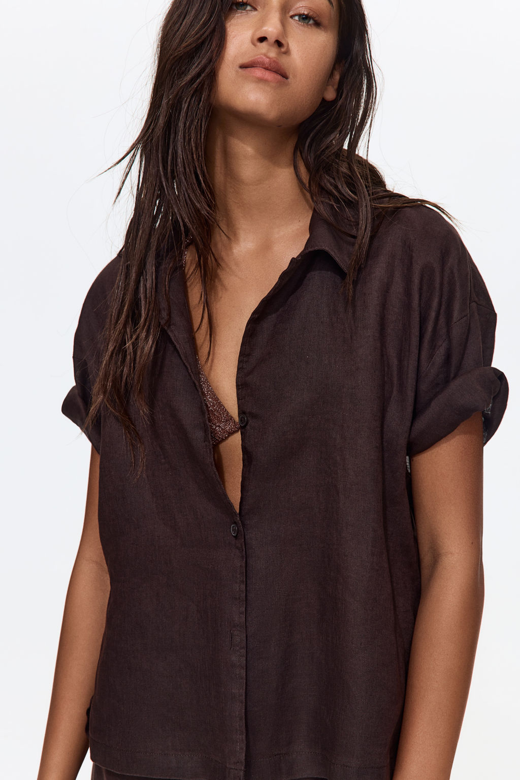 Camisa playera de lino - H&m фото 4