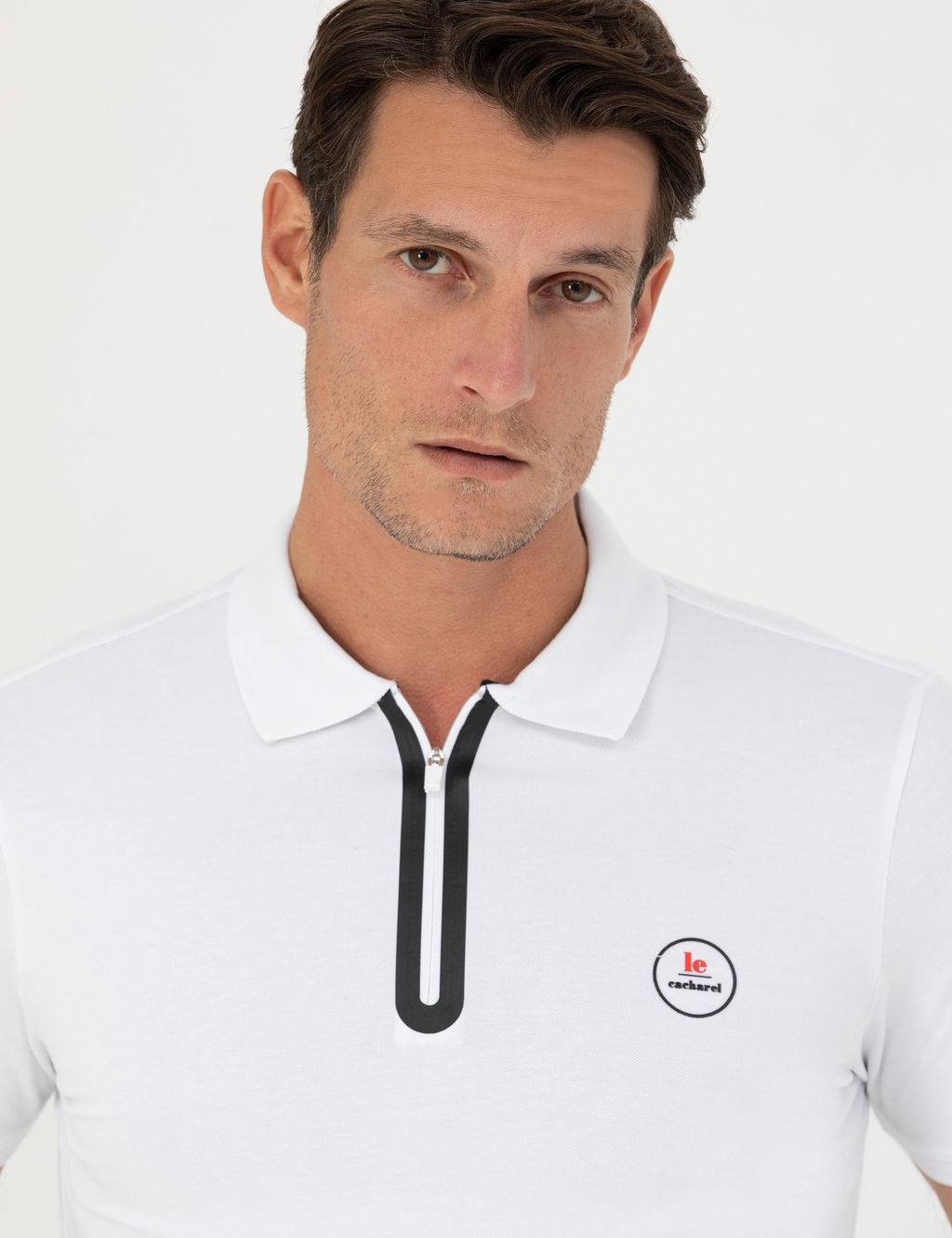 Beyaz Slim Fit Polo Yaka T-Shirt