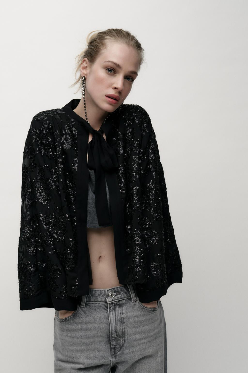 SEQUIN JACKET WITH TIE - Zara фото 2