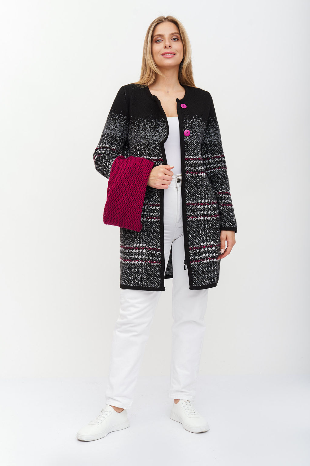 Кардиган В 1742/черно-ягодный (1330) - Злата Стиль фото 11
