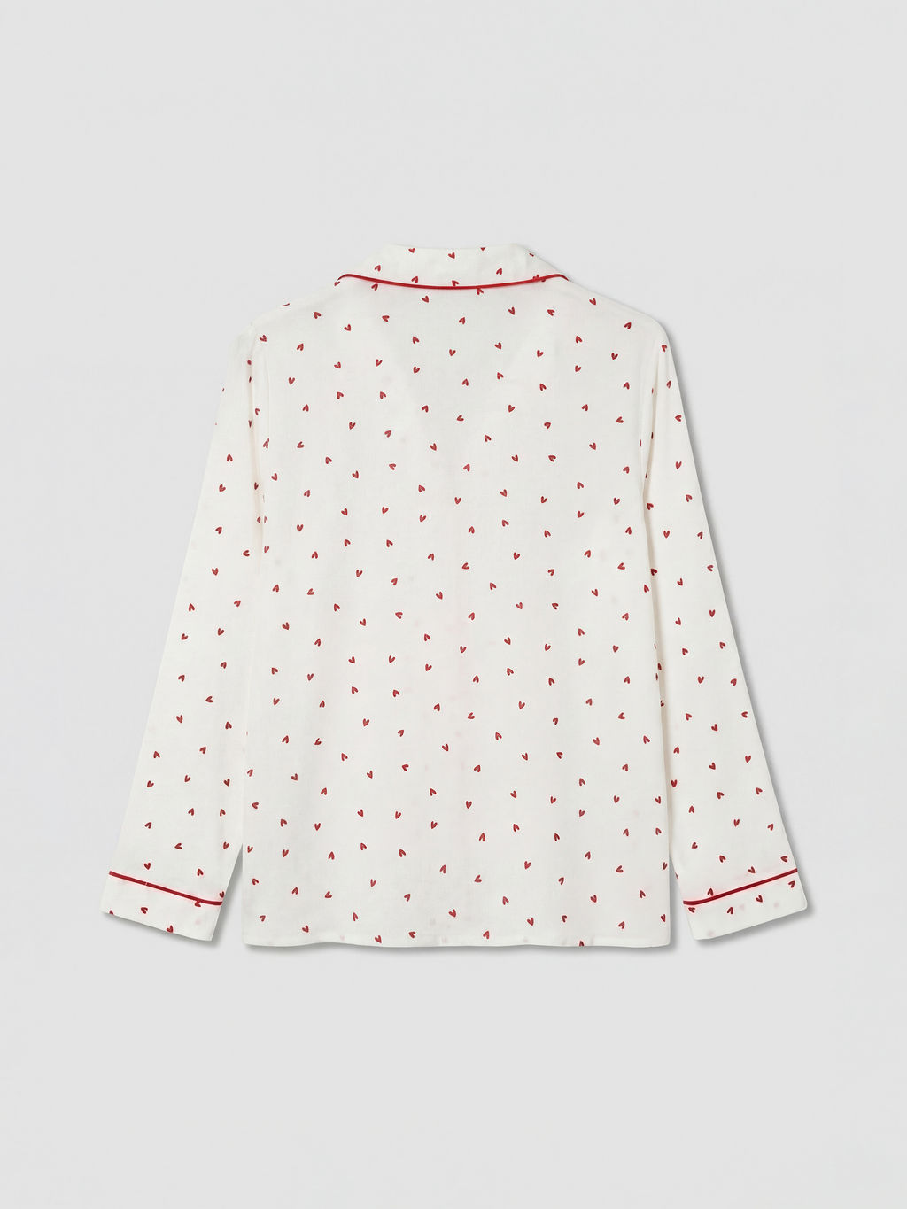 G?mlek Yaka Kalp Desenli Kad?n Pijama Tak?m