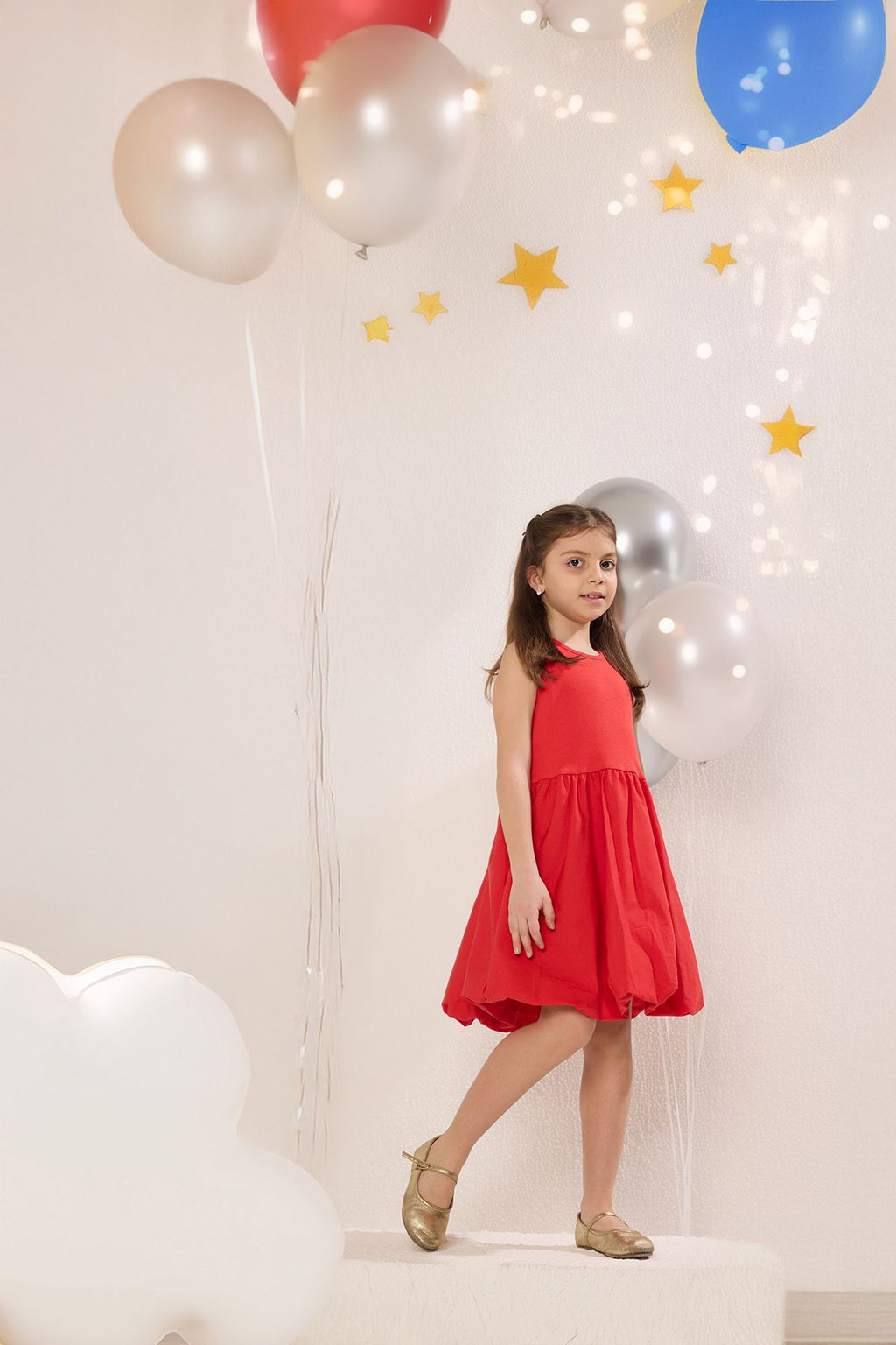 Gul Kurusu K?z Cocuk Pamuklu Basic Kolsuz Balon Etekli Mini Bayraml?k Orme Elbise TKDSS25EL00067 - Trendyolmilla фото 5