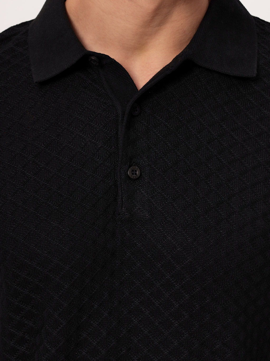 Джемпер мужской с воротником поло GREG G128-12-ромб F (черный)  фото 3