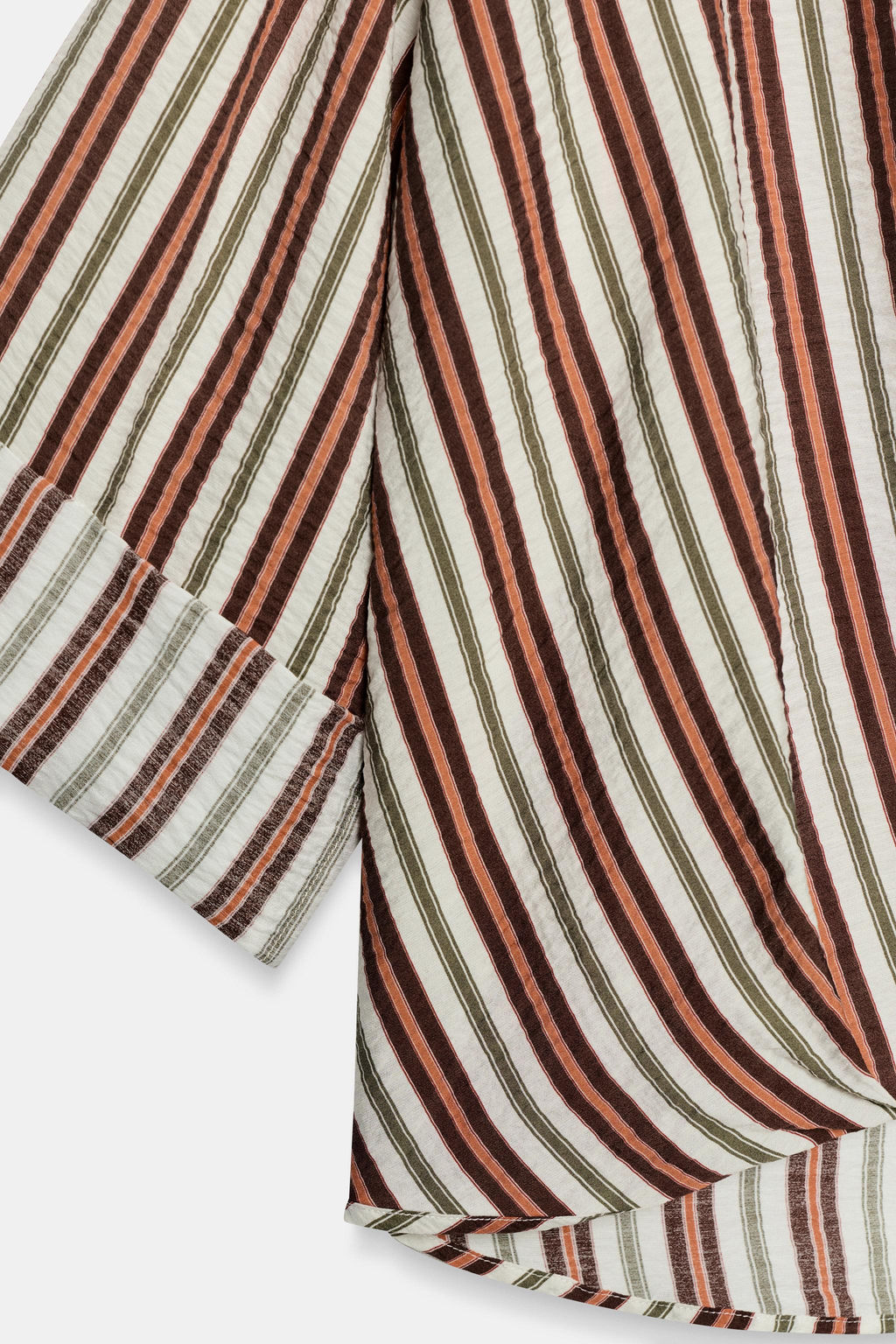 CAMISA RAYAS BAJO ABULLONADO / Marr?n / Crudo - Zara фото 8
