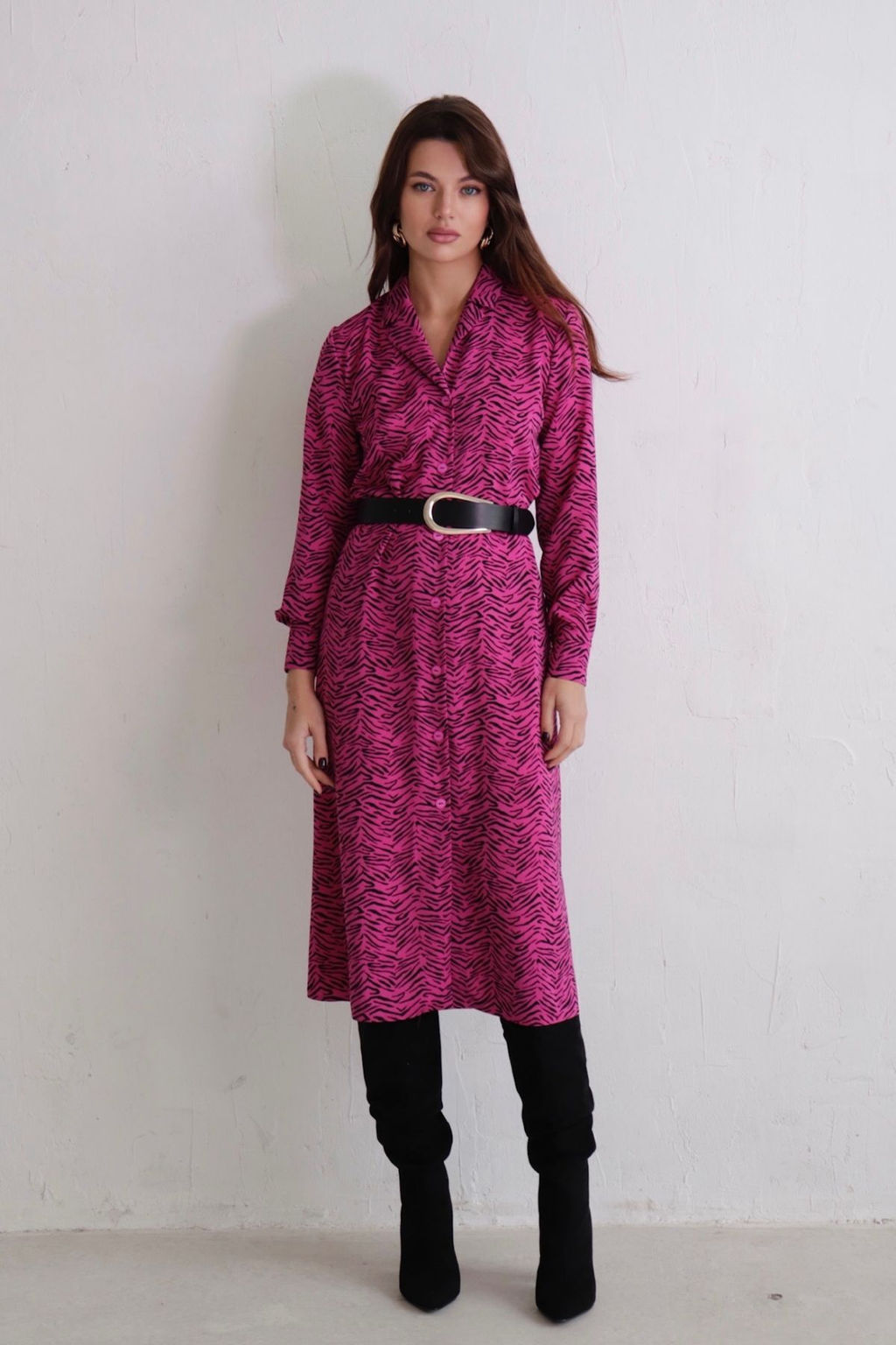 Платье-рубашка с английским воротником принт - Martichelli фото 61